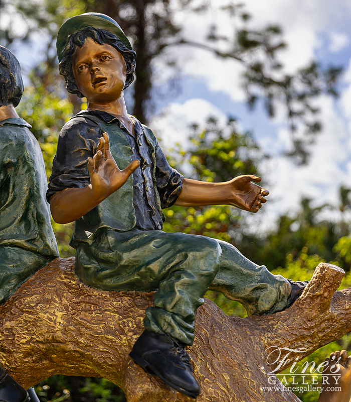 Bronze Statues  - Bronze Kids On Log Statue - BS-1535